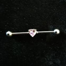 Stainless Body Jewelry Pink Stone