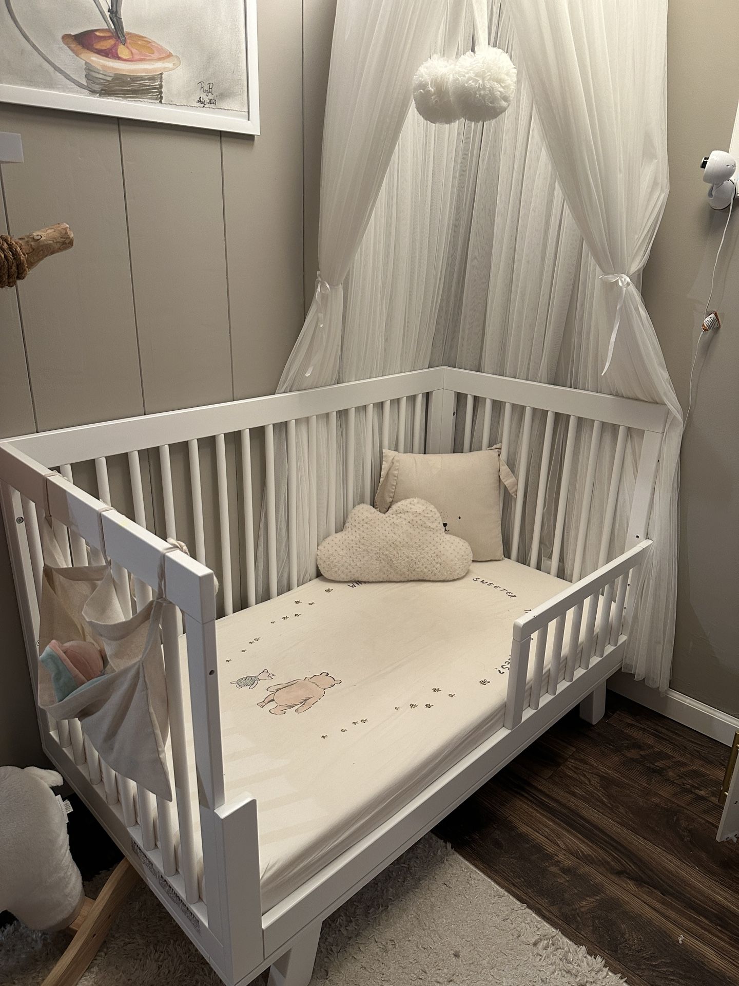 Babyletto Hudson 3in1 Convertible Crib with Toddler Rail White + Mattress And Sheets From