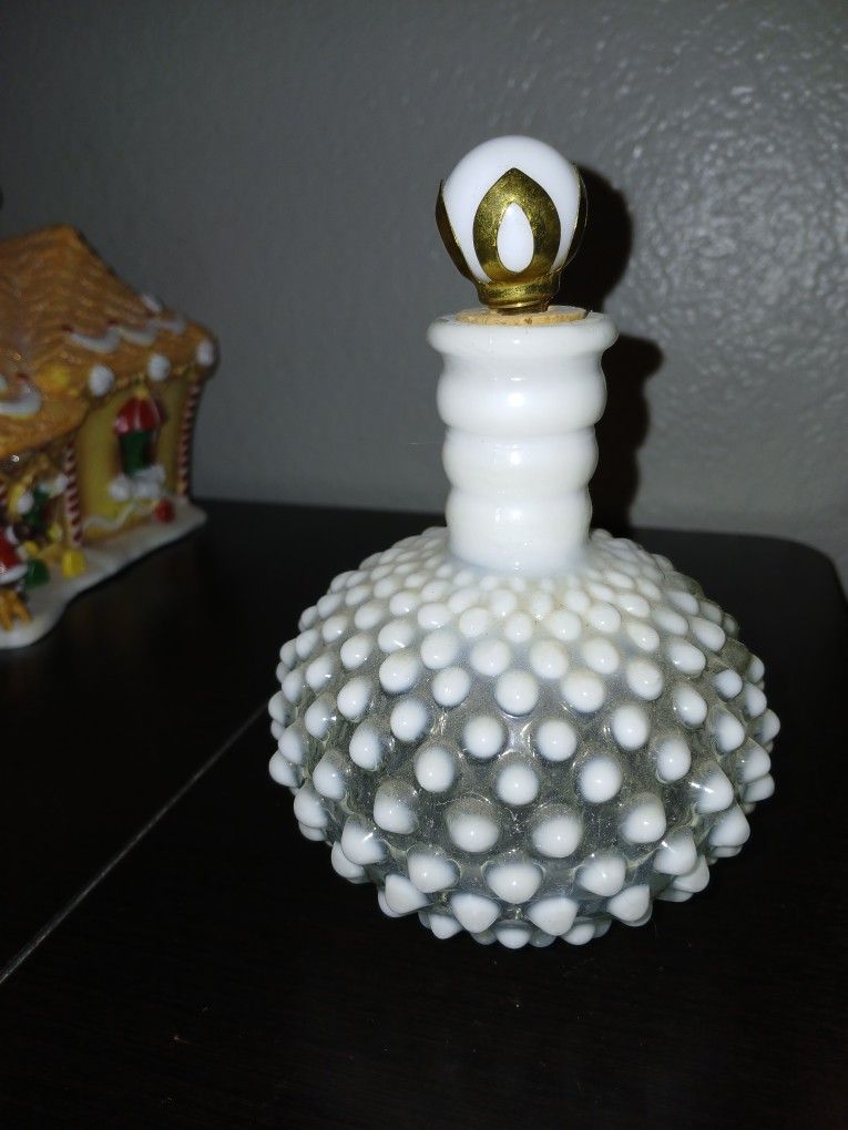 Antique Milk Glass Hobnail Perfume Bottle