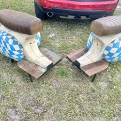 Pair Of Upcycled Motorcycle Barstools 