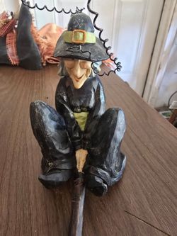 Halloween VINTAGE Witch Figurine on Broomstick