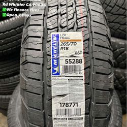 265/70R18 Michelin LTX New Set of Tires Installed and Balanced Set de Llantas Nuevas Instaladas y Balanceadas