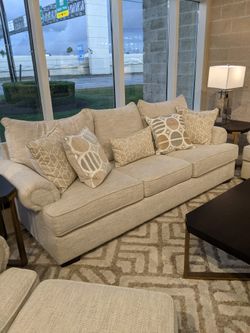 Sofa bed (couch) with Chaise Lounge & Ottoman and Queen-size bed including the mattress.