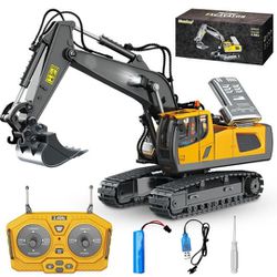 Remote Control Excavator Toys, 11 Channel 1:20 RC Construction Vehicles, 680° Rotation Hydraulic Car Toys for 4 5 6 7 8 9 10 Year Old Kids, RC Truck