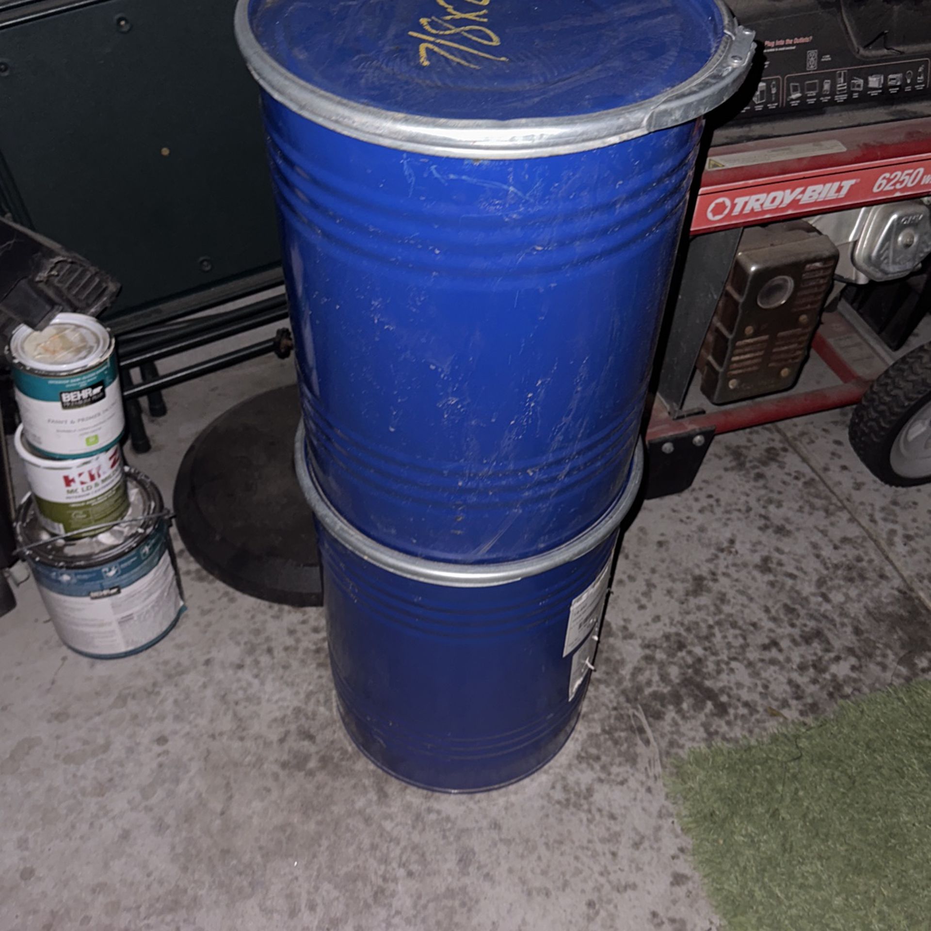Empty 5 Gal Blue Iron Kegs Used For Erection Bolts