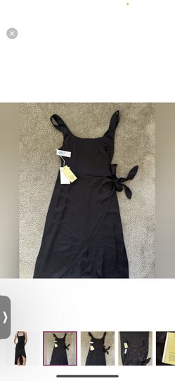 and other stories black wrap dress NA-KD Black Puff Sleeve Wrap Mini Dress UK 6  Reliked