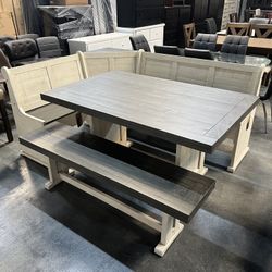 Kitchen Nook Set White & Grey