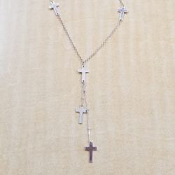 Five Sterling Silver Crosses On Chain