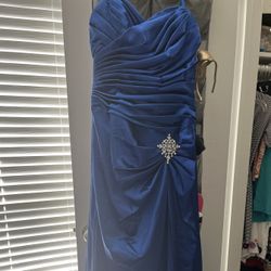 Long Strapless Royal blue Dress