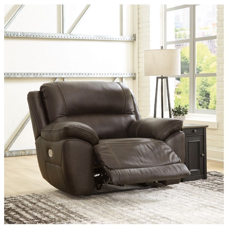 2 Oversized Dual Power Leather Recliner