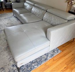 Grey leather sectional/chair set