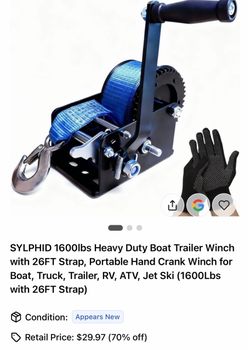 SYLPHID 1600lbs Hand Crank Boat Trailer Winch