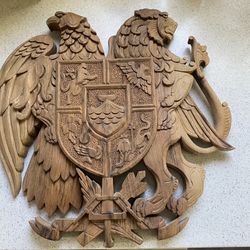 Wooden Hand Carved Coat of Arms