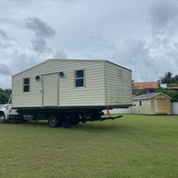 Shed Relocated, Movemos Casita De Patio Container Rv Trailer Crane 