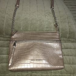Dana Buchman Metallic Gold Faux Crocodile 🐊 textured Cross-body Purse, $10.00
