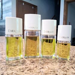 Discontinued Vintage Coty Emeraude Womens Cologne Spray and one mens cologne bottle set of 4 lot
