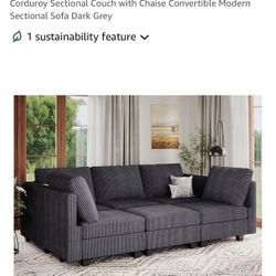 Grey Modular Sofa With Storage 