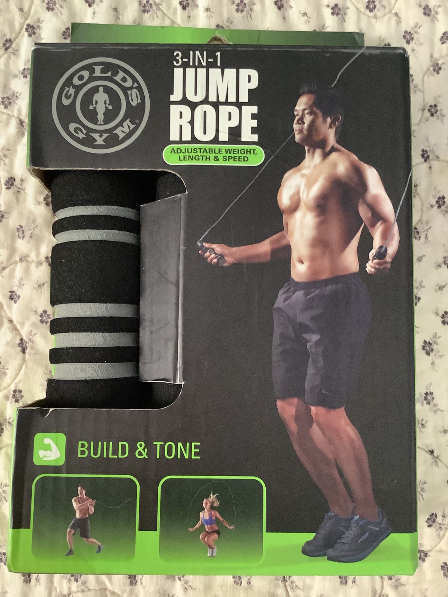 GOLDS GYM; 3-in-1 JUMP ROPE.