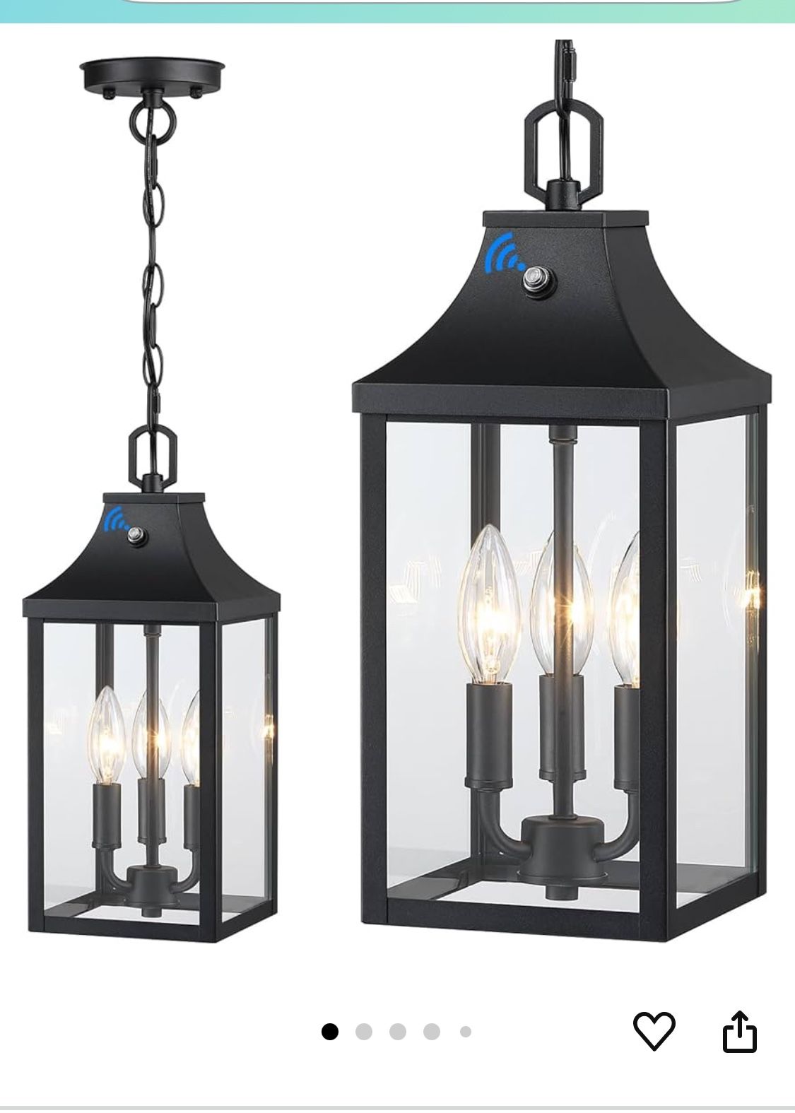 Large Outdoor Pendant Light Fixtures 3-Light, 15'' Dusk to Dawn Exterior Hanging Lantern Porch Light Adjustable, Black Hanging Lamp Farmhouse Exterior