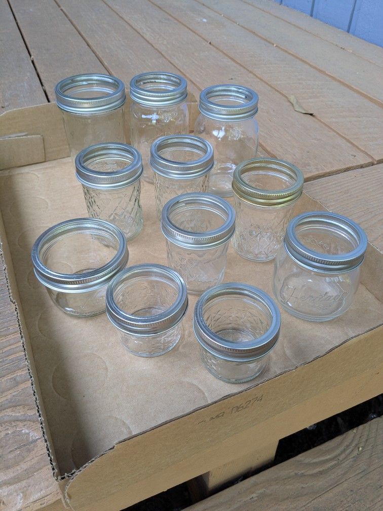 Assorted Canning Jars 11 Total