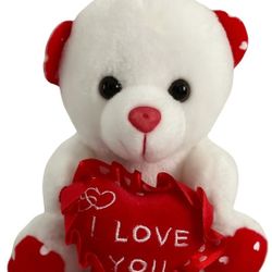 Valentine’s Day Plush White Teddy Bear with Red Heart – “I Love You” Gift