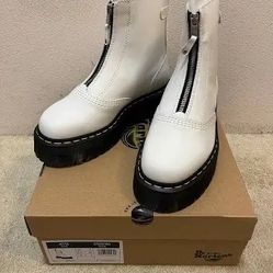 Dr Martens Jetta Zipper Front White Ankle Boot Size 8 US