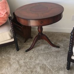 Round Circular Vintage Antique Side Table