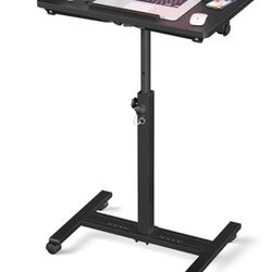 Laptop Or Bedside Adjustable Table On Wheels Or Bed