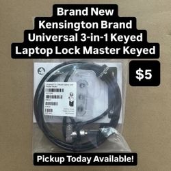 Brand New Kensington Brand Universal 3-In-1 Keyed Laptop Lock Master Keyed (1 Available)