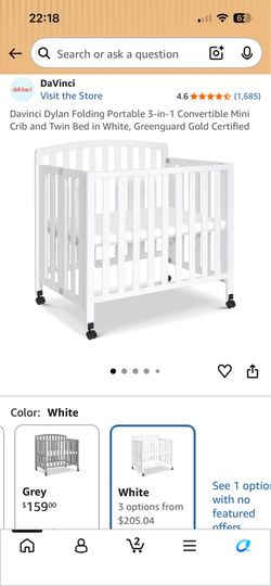 Folding Portable 3-in-1 Convertible Mini Crib