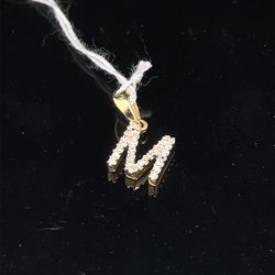 10KT Yellow Gold Diamond M Pendant 0.56g .05CTW 183472/10