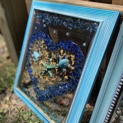 Smaller Size Resin And Reflective Glass Pictures , Coastal  Decor 