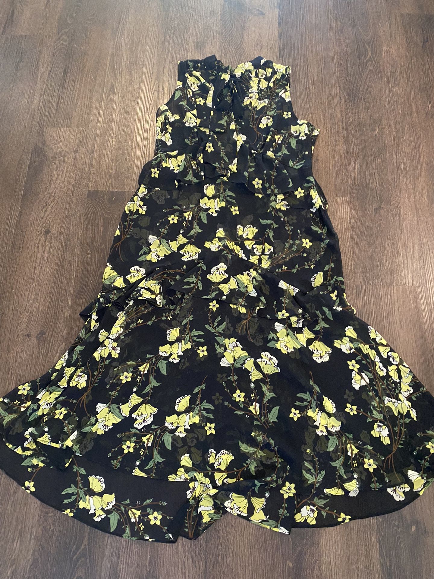 Womans Black And Yellow Ruffle Sheer Dress By Who What Wear Size XXL #18
