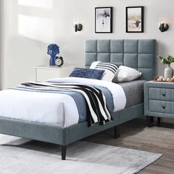 Twin size tufted bed with orthopedic mattress included
