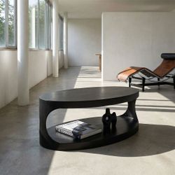 Black Oval Coffee Table Noir Eclipse