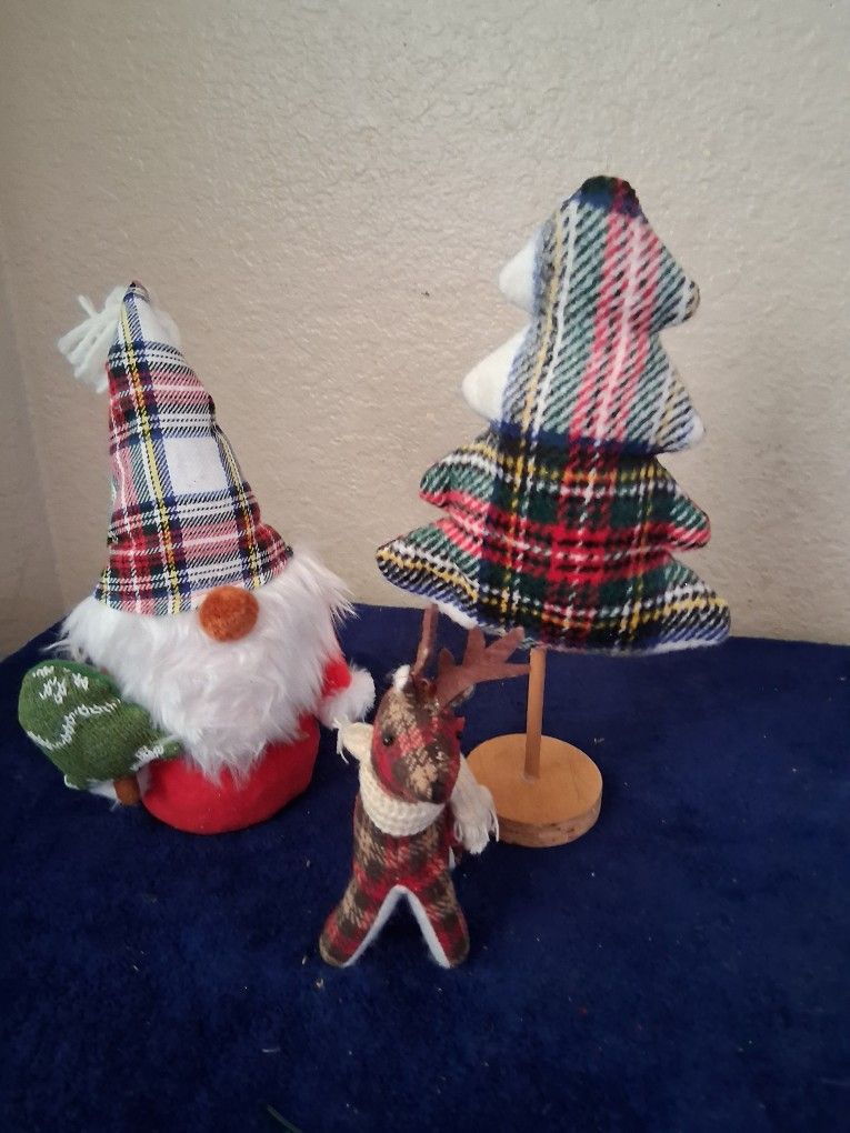 Santa 12", Christmas Tree 13" And Reindeer Is 9"