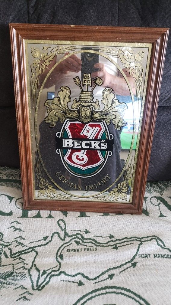 Vintage 90s Beck's Beer Mirror. $30. Pickup In Oakdale