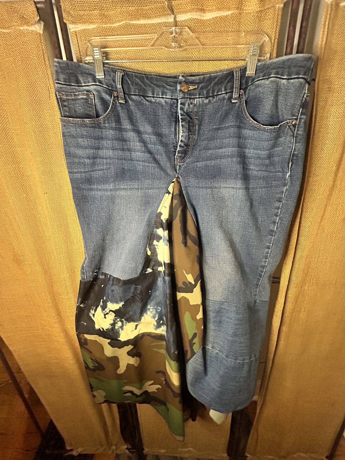 Long Denim Camo Skirt 