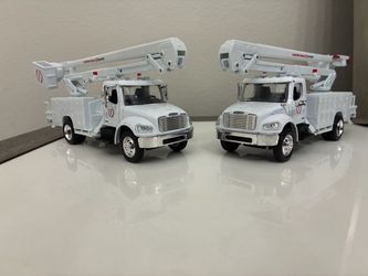 Pair of New-Ray 1:43 Scale Bucket Utility Trucks - Custom Truck One Source Livery - New/Mint
