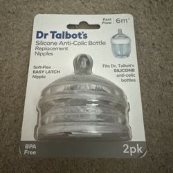 2Pk Dr. Talbots Silicone Anti-Colic Bottle Replacement Nipples Medium Flow 3m+