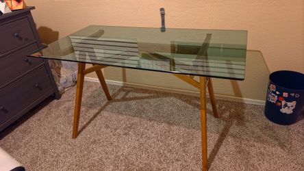 Wood glass table