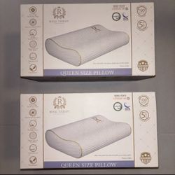 NEW SET OF 2 MEMORY FOAM PILLOW CONTOUR CERVICAL NECK SHOULDER BACK QUEEN STANDARD ROYAL ADJUSTABLE HEIGHT SLEEP BED HOME REST BEAUTY