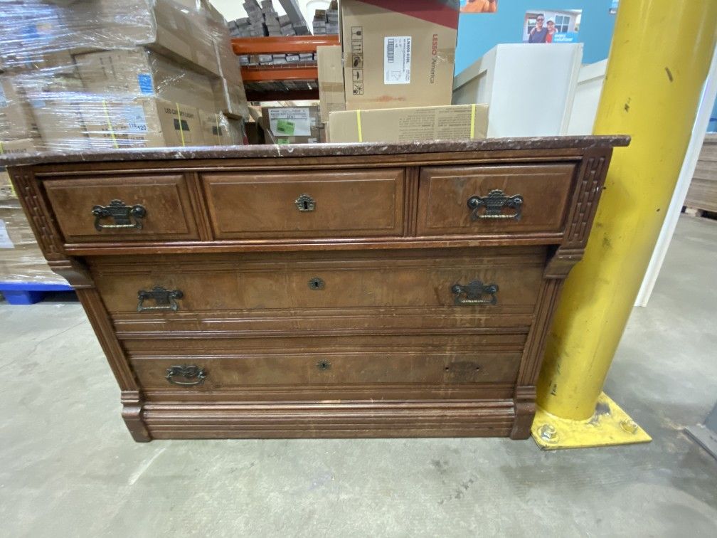 Antique Marble Top Dresser(missing Handle & Key)