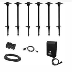 6-Pack LED Black Low Voltage Landscape Path Lights Kit 552 Lumens Outdoor New