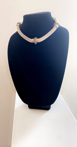 Silver Necklace- with crystals design