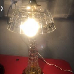 Vintage Waffle Glass Lamp Please view all pictures Heavy Brass