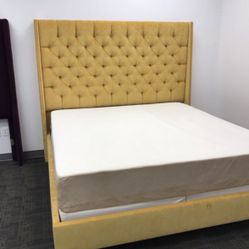 Golden Yellow Tufted Bed Frame// Same Day Delivery 
