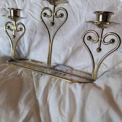 Vintage Home Interiors Brass Heart Scroll 3-Arm CaVintage Home Interiors 3-arm candelabra
