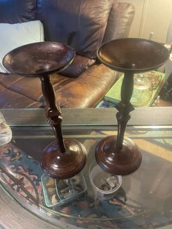 2 vintage metal candle holders