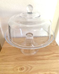 GLASS CAKE STAND WITH DOME / NEW